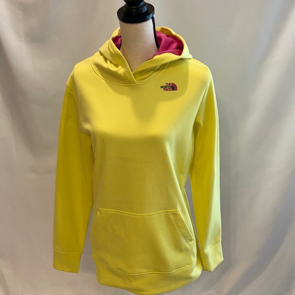 The North Face Yellow Hoodie with Pink Lining